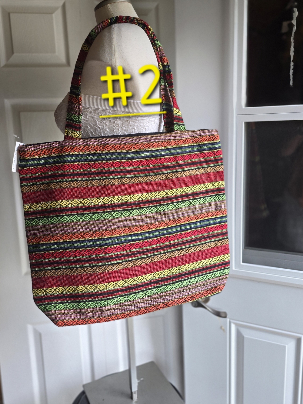 Multicolor Striped Tote Bag - Stylish Everyday Carry  With Zipper